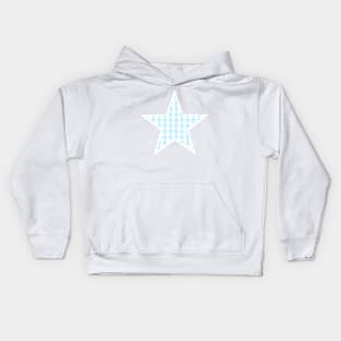 Soft Blue Gingham Star Kids Hoodie